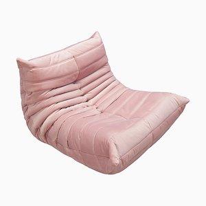 Pink Velvet Togo Lounge Chair by Michel Ducaroy for Ligne Roset, 1970s