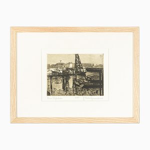 Petit Bassin du Port, Gravure sur Papier, Encadré