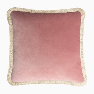HAPPY PILLOW Pink with Off-White Fringes by Lorenza Briola for LO DECOR