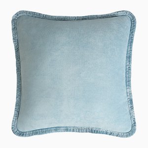 HAPPY PILLOW Light Blue with Light Blue Fringes by Lorenza Briola for LO DECOR