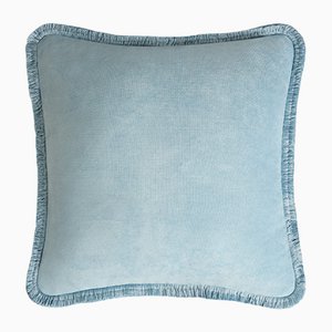 HAPPY PILLOW Light Blue with Light Blue Fringes by Lorenza Briola for LO DESIGN