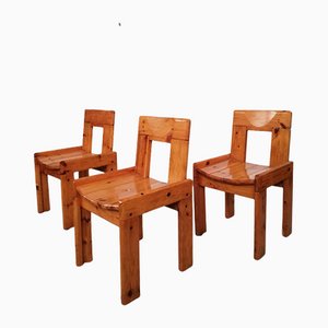 Brutalist Solid Pine Wood Chair
