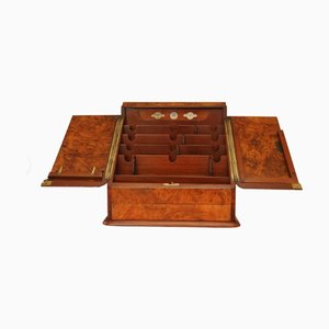 Art Deco Burr Walnut Desktop Organiser with Calendar and Storage for Letters and Papers, 1920s
