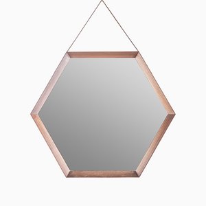 Vintage Teak Hexagonal Mirror, 1960s