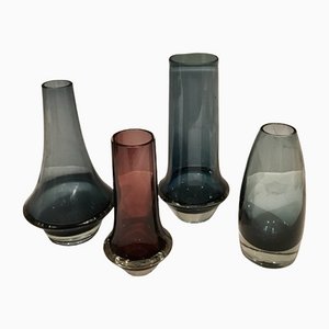 Petite Modern Finnish Glass Vase by Erkkitapio Signs for Riihimaki, Set of 4