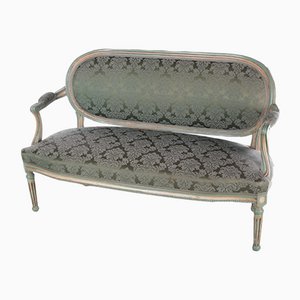 Antikes grünes französisches Sofa im Louis XVI Stil
