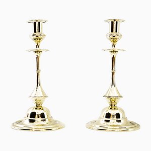 Art Deco Italian Alpaca Candle Holder, 1920s, Set of 2