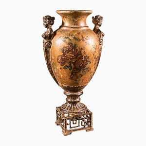 Tall Vintage Italian Asian Style Ceramic Decorative Vase Urn, 1970s