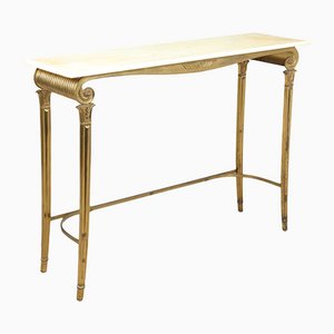 Gilt Metal and White Marble Console Table