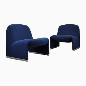 Blaue Alky Stühle von Giancarlo Piretti für Castelli, 1970er, 2er Set