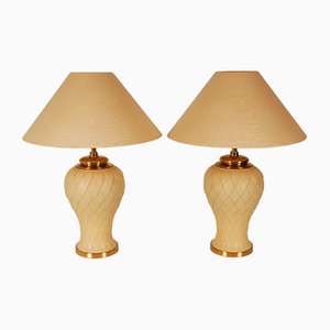 Vintage Hollywood Regency Pineapple Table Lamps from Maison Charles, 1970s, Set of 2