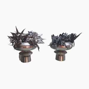 Blumentöpfe aus Silber-Metall von Bob Bijzondere, 2er Set