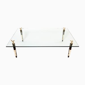 Signierter Mahagoni Couchtisch aus Bronze und Glas von Garouste & Bonetti, 1990er