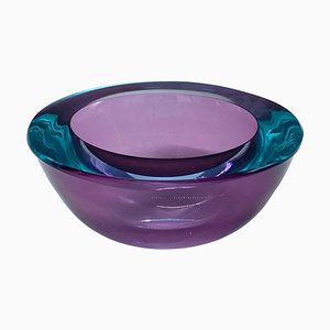 Green and Violet Murano Glass Bowl by Flavio Poli for Seguso, Italy, 1960s
