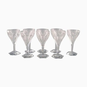 Belgian Crystal Glass White Wine Glasses by Legagneux for Val St. Lambert, Set of 8