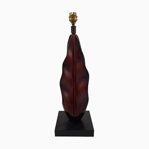 Mid-20th Century Hand-Painted Wood on Base Organically Shaped Table Lamp