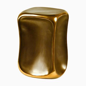 Square Ceramic Black and Gold Side Table