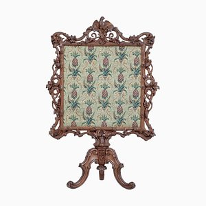 19th Century Black Forest Carved Oak Fire Screen