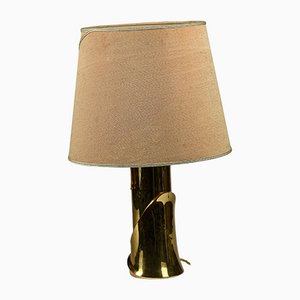 Basic Table Lamp in Golden Brass Metal and Kappa in the Style of Luciano Frigerio, 1970s