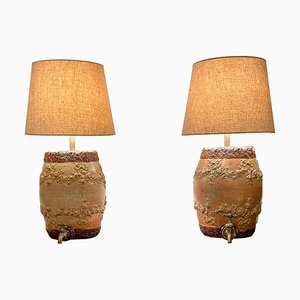 Antike viktorianische Doulton Barrel Lampen, 2er Set