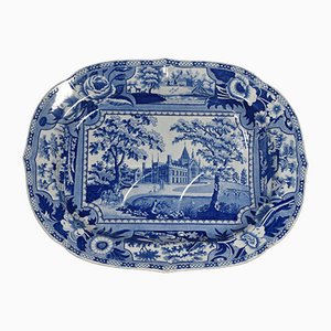 Plato azul y blanco del siglo XIX de Staffordshire