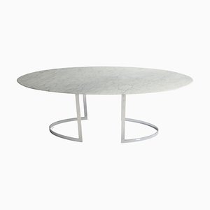 Table Console en Marbre de Carrare avec Pieds en Chrome par Vittorio Introini, Italie, 1970s