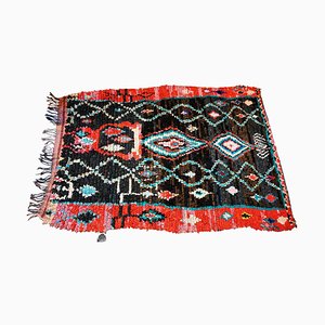 Mehrfarbiger handgeknüpfter marokkanischer Vintage Berber Boucherouite Teppich
