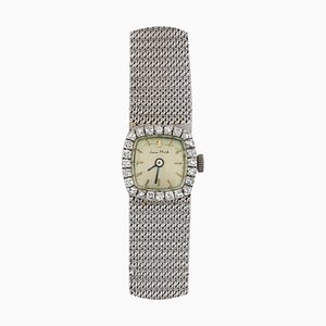Reloj para dama francés de oro blanco de 18 kt y diamantes, años 60