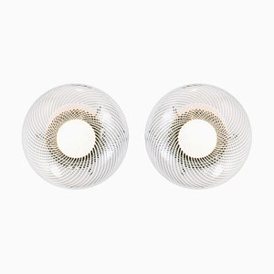 Murano Swirl Glass Sconces Ceiling Lights by Venini, 1970s, Set of 2