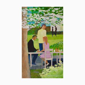 Frank Hill, Spring Dining, 1970, óleo a bordo, enmarcado