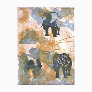 Klaus Zwick, Lithographie Honours the Elephants, 1956, Farblithographie