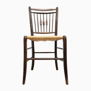 Antiker edwardianischer Beistellstuhl aus geflochtenem Eichenholz