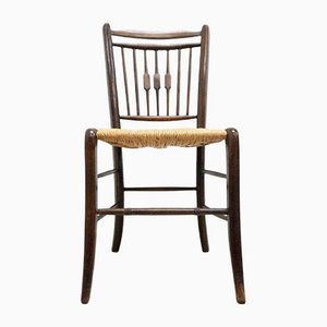 Antique Edwardian Oak Rush Woven Seat Occasional Chair