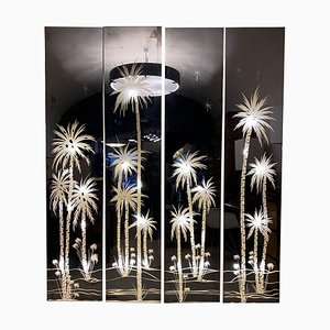 Mid-Century Palm Oasis Mirror Panels