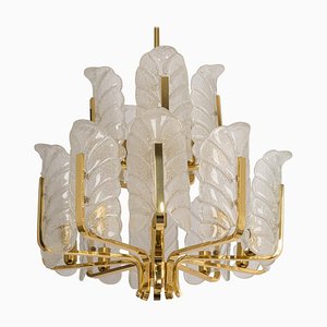 Large Murano Glass Leaves Chandelier by Carl Fagerlund for Orrefors, 1960s
