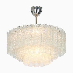 German Ice Glass Tubes Chandelier from Doria, 1960s