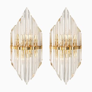 Italian Crystal Glass Wall Lights in the Style of Venini, 1970s, Set of 2