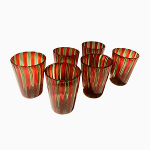 Italian Murano Drinking Glasses in the Style of Gio Ponti, Set of 6
