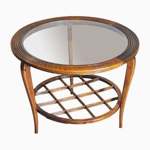 Wooden Coffee Table with Glass Top by Paolo Buffa, 1950s