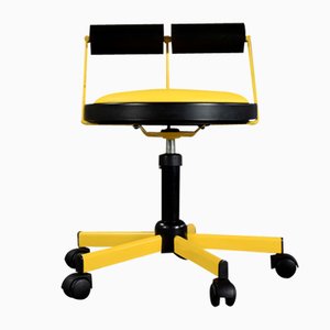 Postmodern Yellow and Black Adjustable Office Chair from Bieffeplast, Italy, 1980