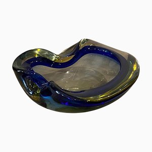 Blue and Green Sommerso Murano Glass Ashtray by Flavio Poli, 1970s