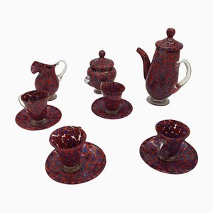 Vintage Murano Glass Cup Coffee Set, Set of 7