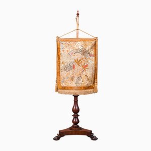 Antique English Pendant Pole Screen & Fireside Tapestry Stand, 1835