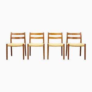 Mid-Century Modern Danish Teak Chairs Model 84 by Niels O. Møller for J. L. Moller, Denmark, Set of 4