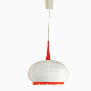 Lámpara de techo en blanco y rojo, años 70