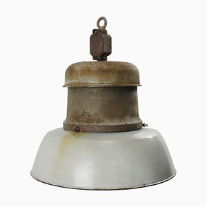 Lámpara colgante industrial vintage de hierro fundido esmaltado en gris de Pötter & Schütze GMBH