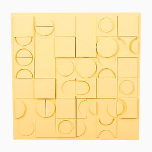 Yellow Painted Plywood Wall Relief