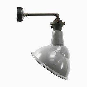 Vintage British Industrial Gray Enamel Sconce Wall Light by Benjamin, UK for Benjamin Electric Manufacturing Company