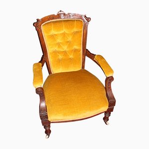 Gold Walnut Open Armchair, 1900s