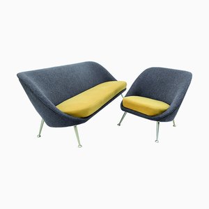 Divano Mid-Century moderno con sedia, anni '50, set di 2